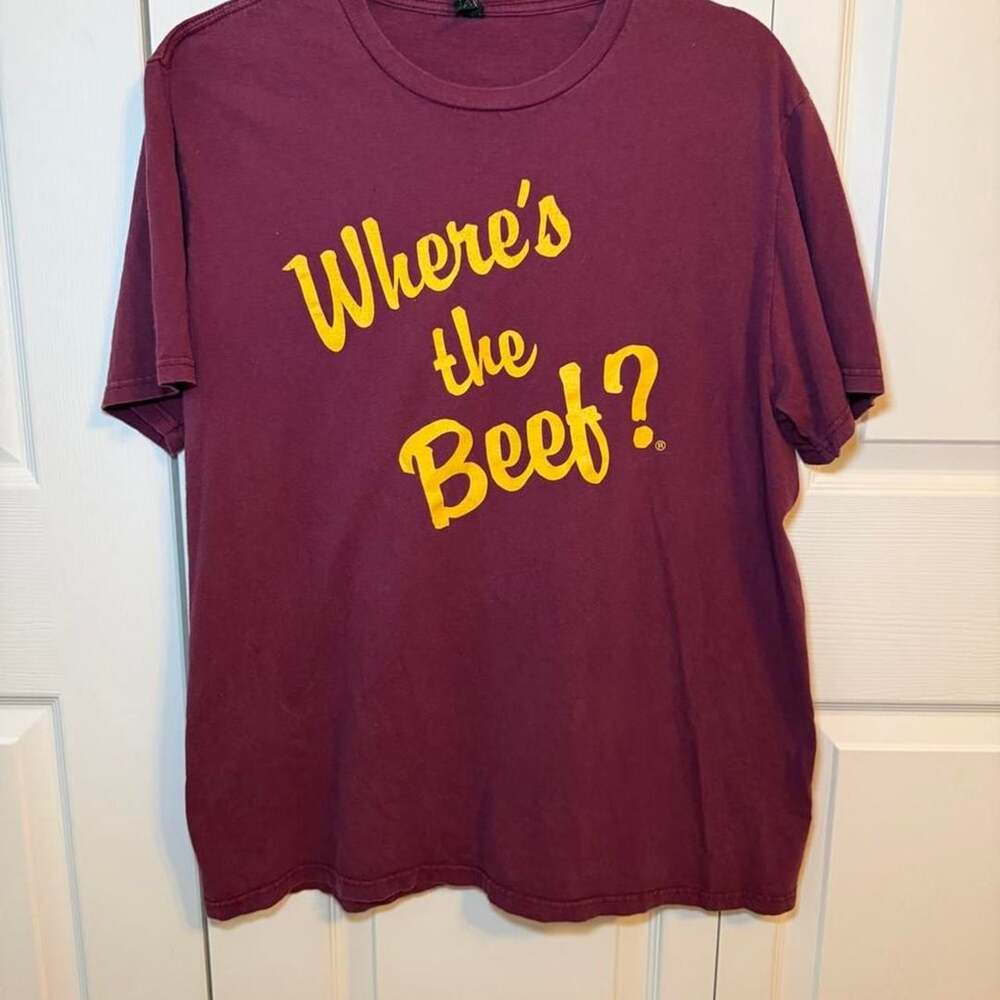Concert Tee Where's The Beef Graphic T-Shirt Maroon XL